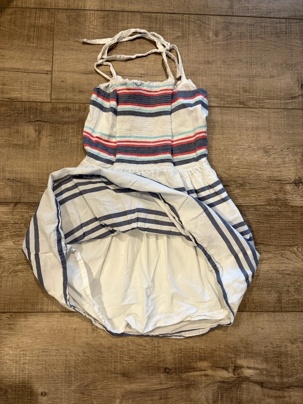 Gymboree White Dress with Navy & Red Stripes